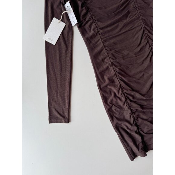 NWT Aritzia WILFRED Lydia Mocha Brown Jersey Ruched Front Mini Dress, Size X - Picture 8 of 16